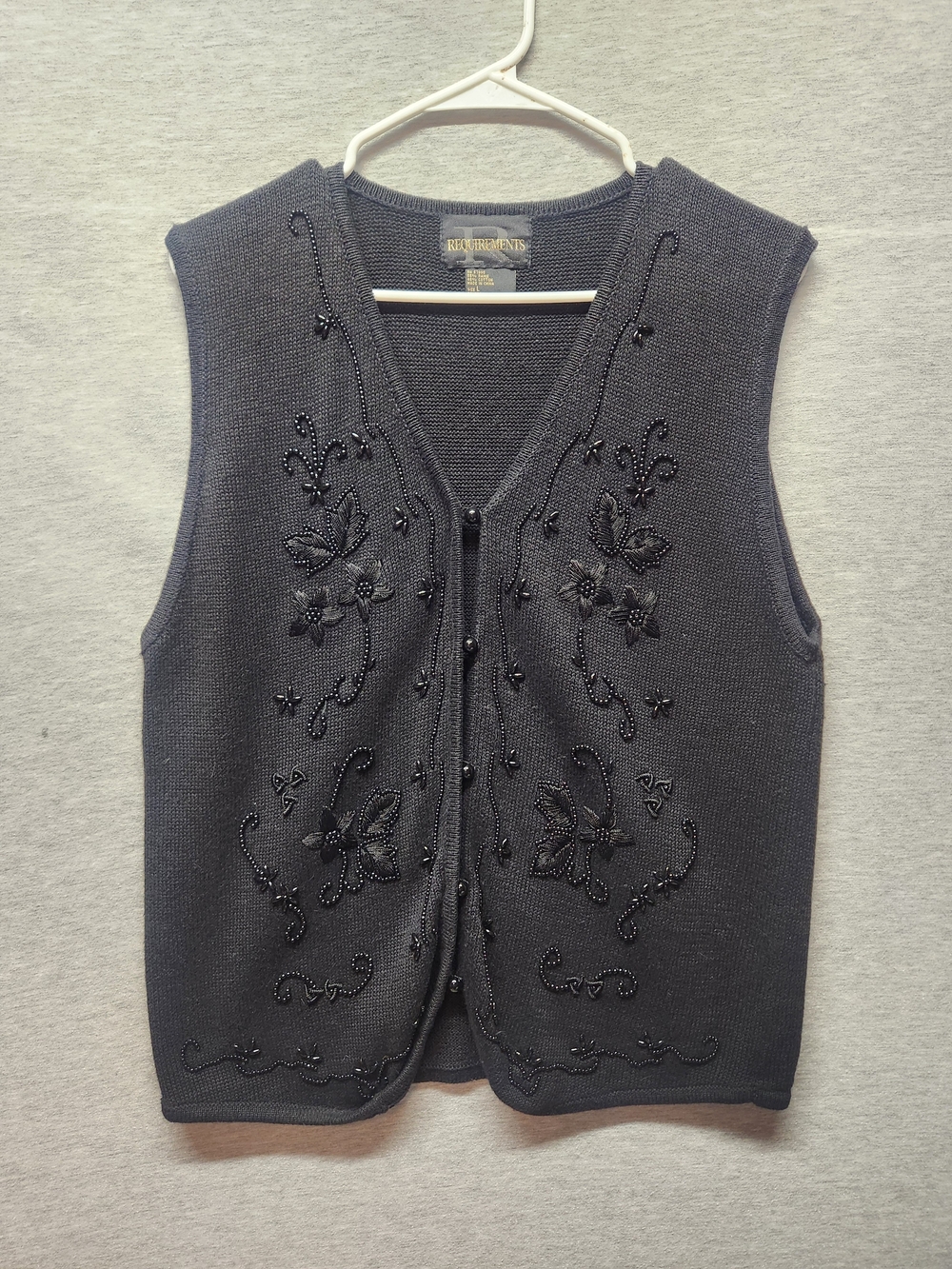 Requirements Black Beaded Knit Vest